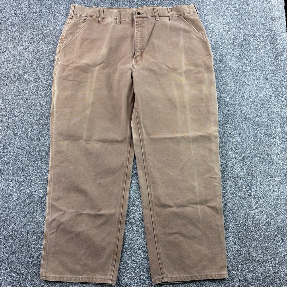 Vintage Carhartt Carpenter Pants Mens 42x30 Brown Heavy Canvas Workwear B11 BRN